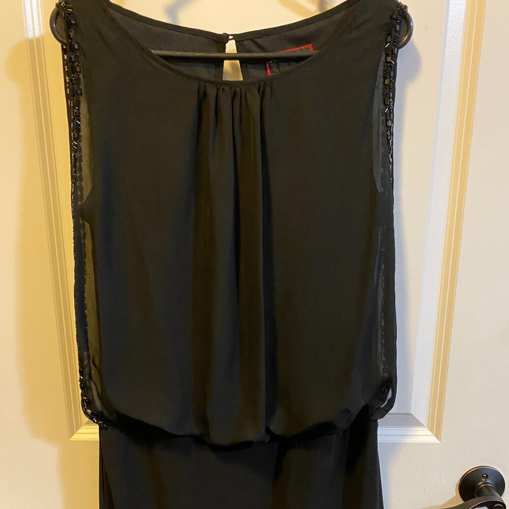 Scarlett Bloused Sheath Embellished Sleeveless Black Cocktail Dress Size 10